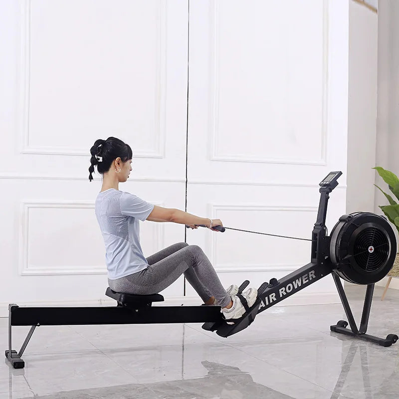 All Steel Foldable Wind Resistance Rowing Machine, Indoor Body Building, Infinite Air Resistance Rower