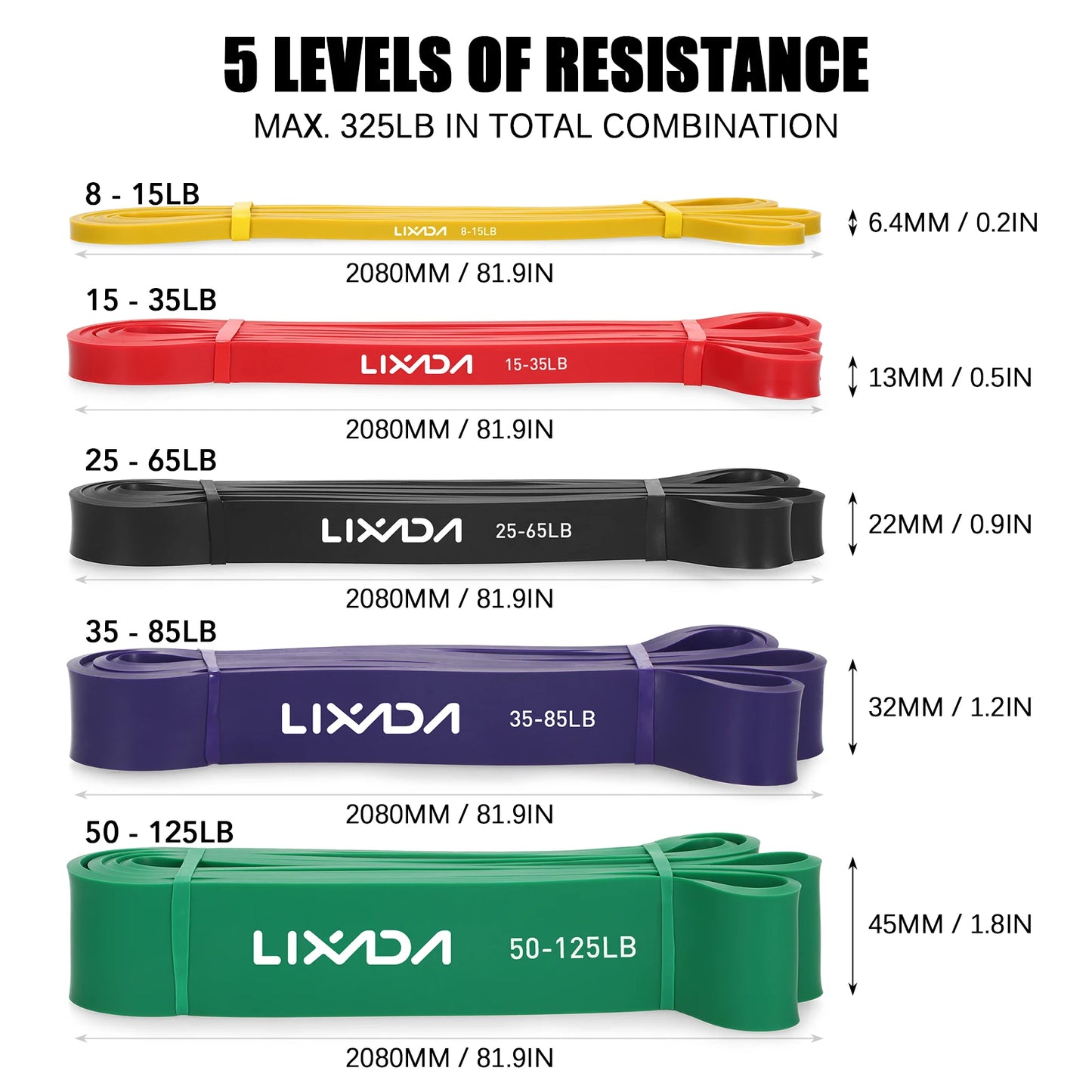 LIXADA 3/5 Pcs Resistance Bands Set