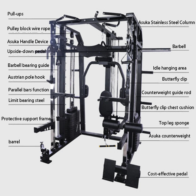 Smith Machine Comprehensive Training Equipment, Multifunctional gantry Fitness Equipment, Household Squat Rack