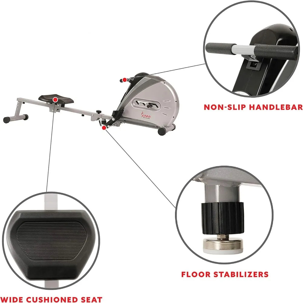 Rowing Machine Rower Ergometer with Digital Monitor, Inclined Slide Rail, 220 LB Max Weight and Foldable - SF-RW5606