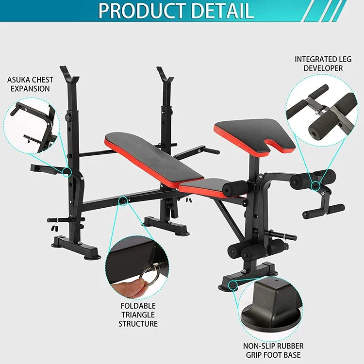 Home Gym Equipment Strength Training Power Rack Weight Lifting Bench with Squat Rack,sit up bench