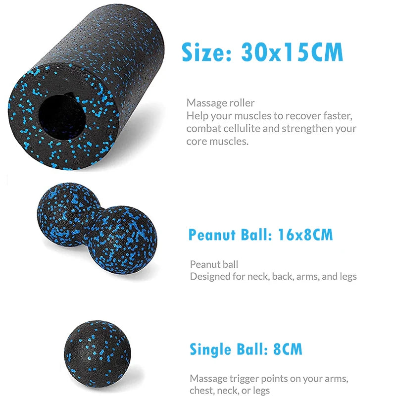 Yoga Roller Massage Ball Set with Carry Bag