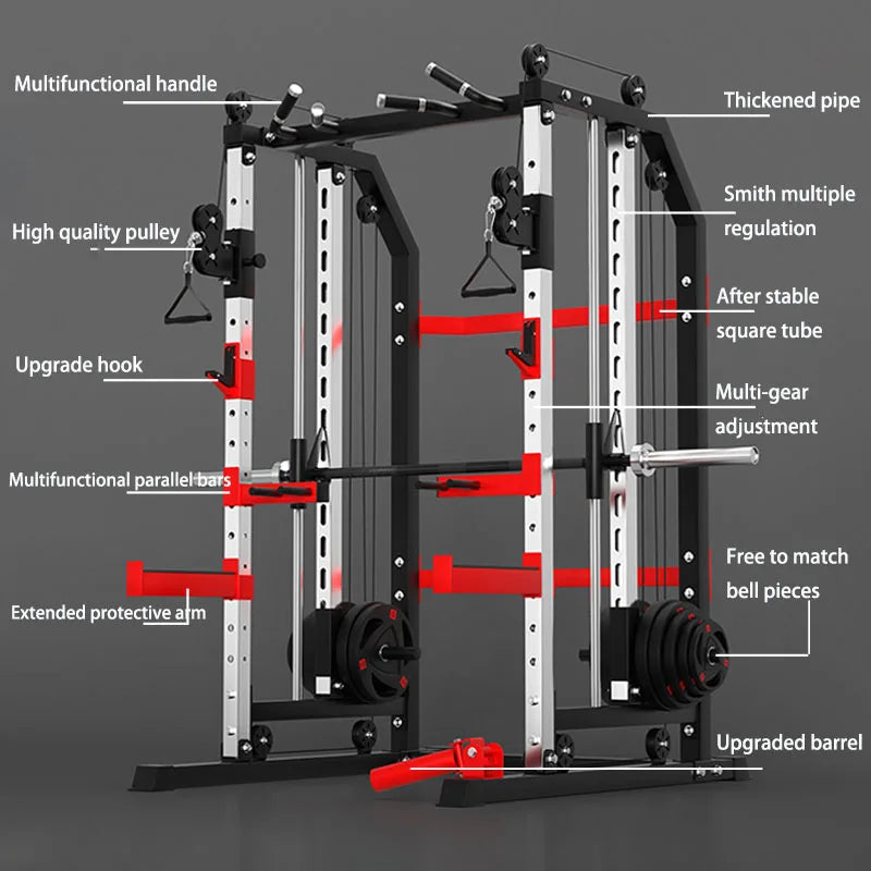 Smith machine Combination trainer Fitness equipment multifunctional exercise machines Gym  Bench press squat rack bodybuilding