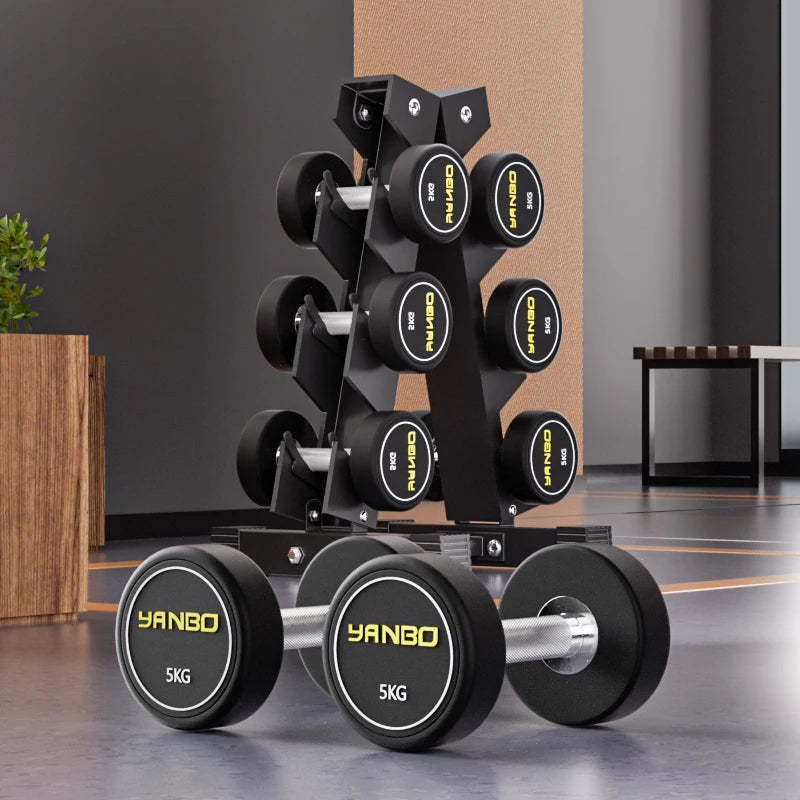 Fixed dumbbell rack, men's fitness home full set combination, small ten sided pure steel dumbbell, 10kg professional sub bell