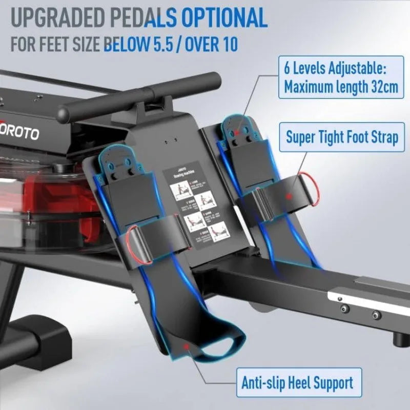 JOROTO Water Rowing Machine for Home Use,330 Lbs Weight Capacity Rower with Bluetooth Connection, 30 Days Kinomap APP Membership