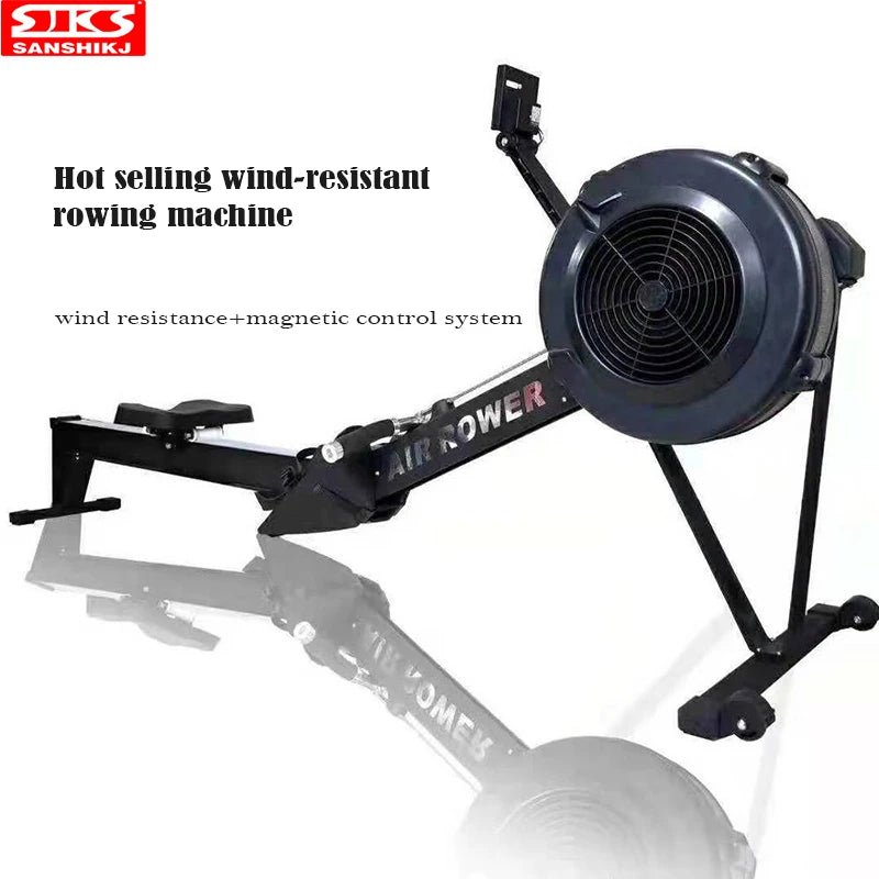 All Steel Foldable Wind Resistance Rowing Machine, Indoor Body Building, Infinite Air Resistance Rower