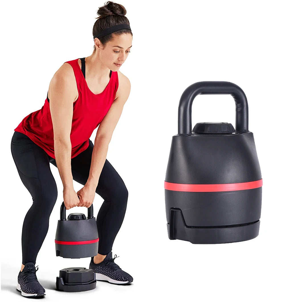 Adjustable Weights Kettlebell Set - Quickly Easy Adjusts 6 Weights(3.5kg-18kg) Ergonomic Kettle Bell