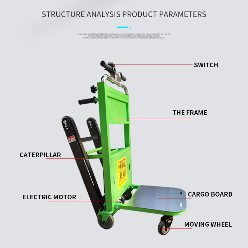 120kg Electric Stair Climbing Car, Hand Trolley Climbing Cart Crawler-type Up And Down Stair Climber Folding Hand Trolley