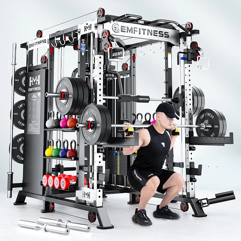 Gantry fitness equipment, commercial Smith machine comprehensive training equipment, multi-functional bird squat and push stand