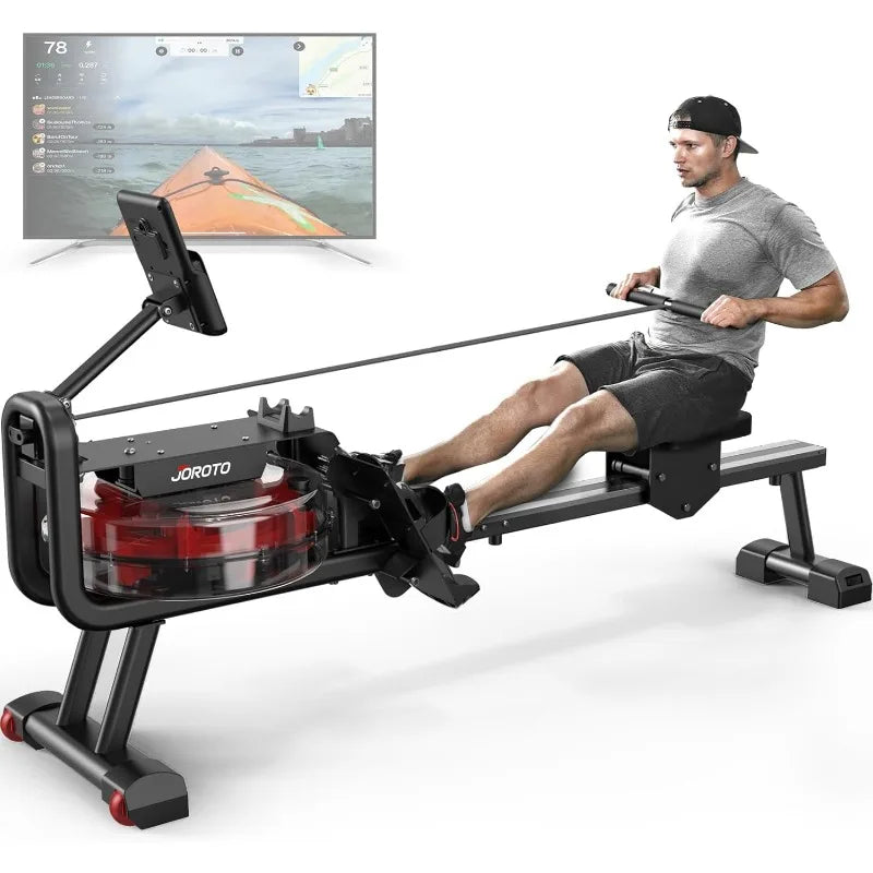 JOROTO Water Rowing Machine for Home Use,330 Lbs Weight Capacity Rower with Bluetooth Connection, 30 Days Kinomap APP Membership