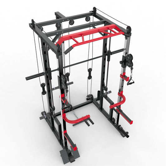 Smith Machine Power Cage with Crossover Cable Machine and LAT Pulldown for Home Gym Smith Rack and Cage