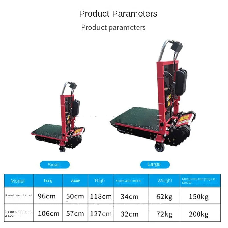 Electric Stair Climbing Vehicle Pulling Cargo Truck Folding Building Materials Home Appliances Up and Down Stairs Car Tracked