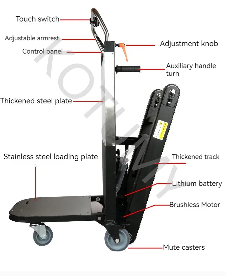 400KG Flat Truck Electric Stair Climber Cart Stair Climbing Machine Up And Down Stairs Truck Heavy Moving Tool