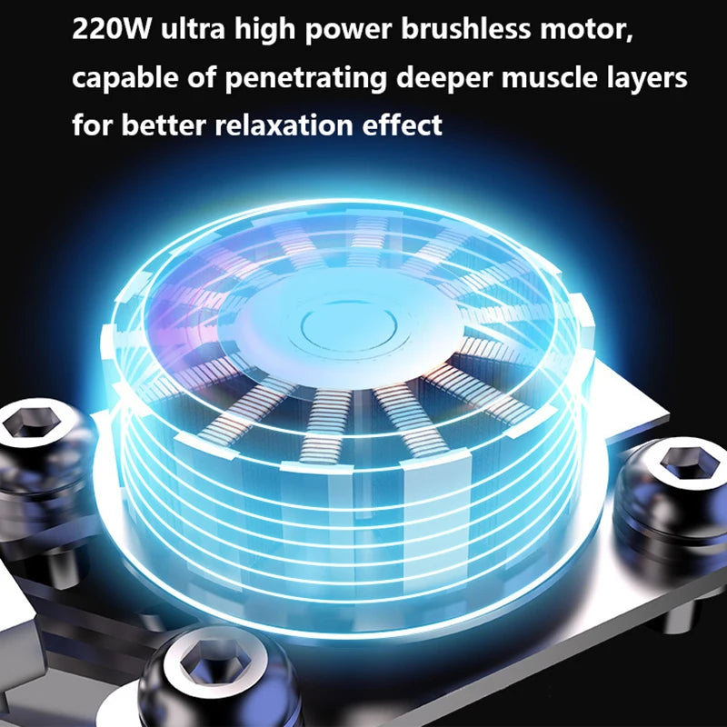 220W Professional Massage Gun Super Powerful Aluminum Alloy Material Deep Muscle Massager Brushless Motor For Training Home Gym