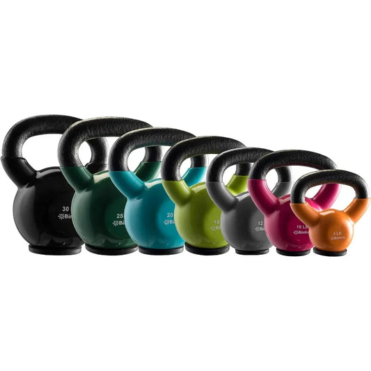 Kettlebells - Professional Grade, Vinyl Coated, Solid Cast Iron Weights With a Special Protective Bottom