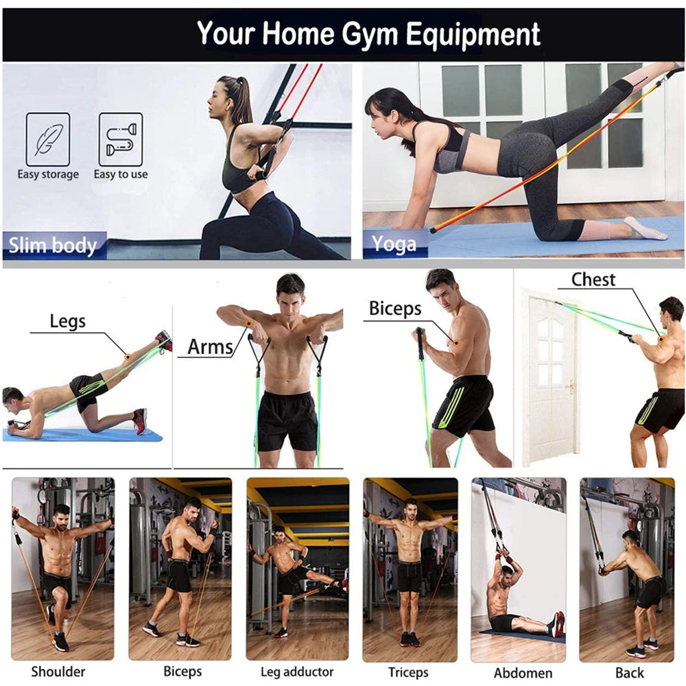 360lbs Fitness Exercises Resistance Bands Set