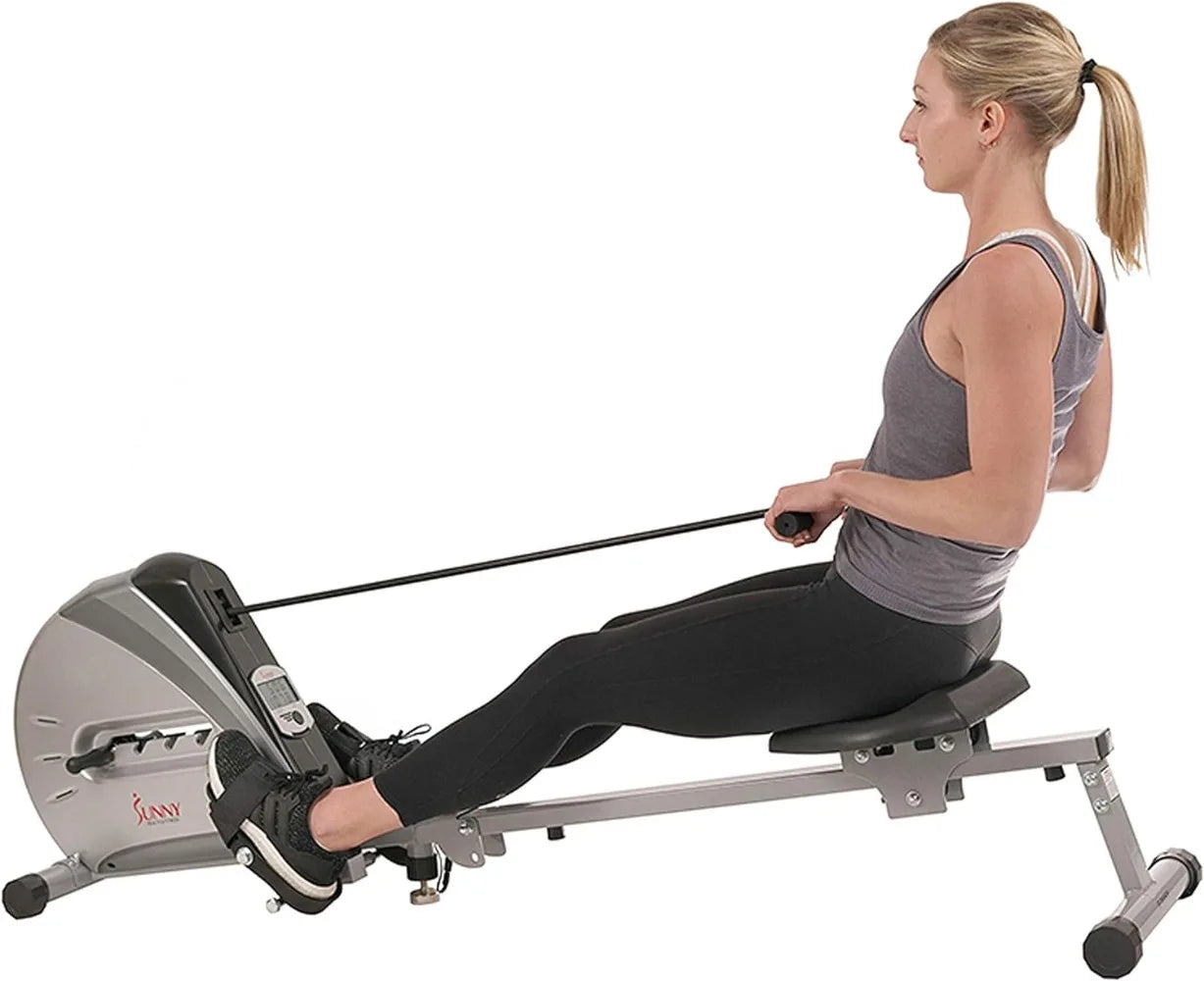 Rowing Machine Rower Ergometer with Digital Monitor, Inclined Slide Rail, 220 LB Max Weight and Foldable - SF-RW5606