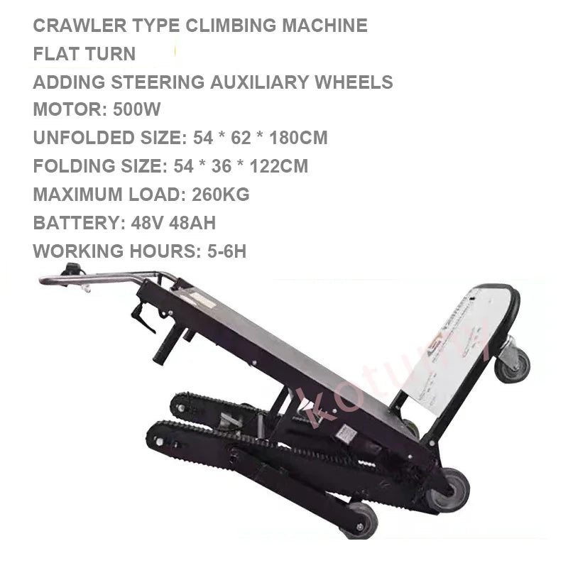 300KG 1200W Electric Stair Climbing Car Crawler-type Up And Down Stair  Climber Vehicle Trolley Flat Truck Staircase Tool